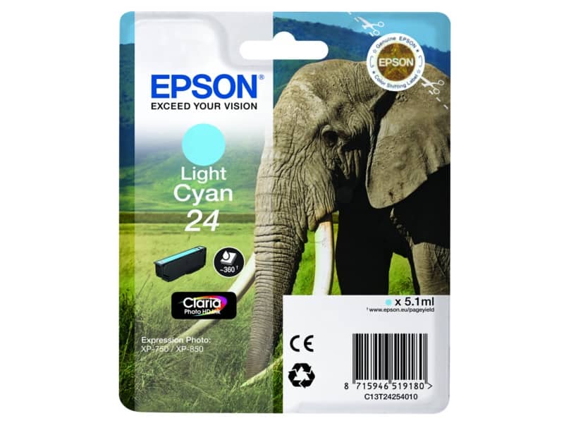 Cartuccia inkjet Elefante 24 Epson ciano chiaro C13T24254012