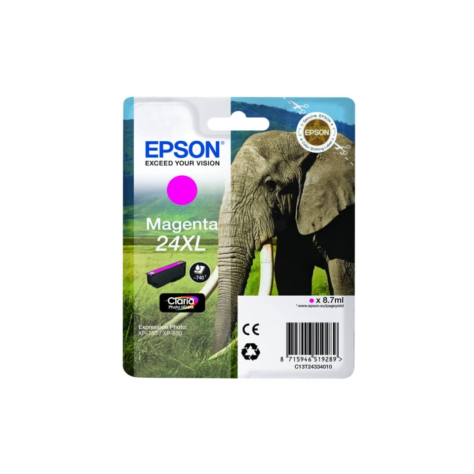 Cartuccia inkjet alta capacità Elefante 24XL Epson magenta C13T24334012