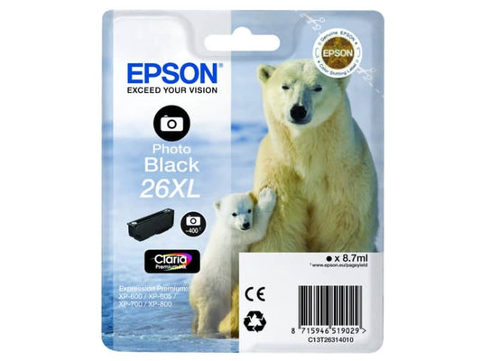 Cartuccia inkjet alta capacità Orso polare 26XL Epson nero fotografico C13T26314012