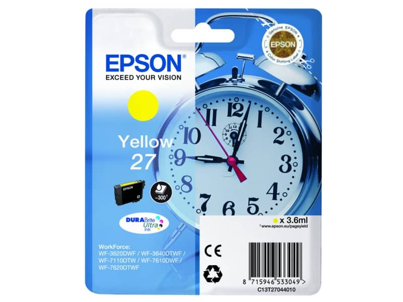 Cartuccia inkjet Sveglia 27 Epson giallo  C13T27044012