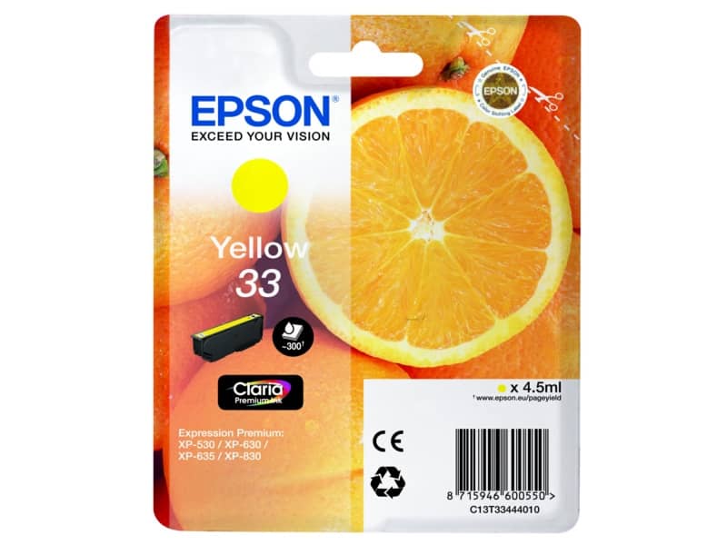 Cartuccia inkjet Arance T33 Epson giallo  C13T33444012