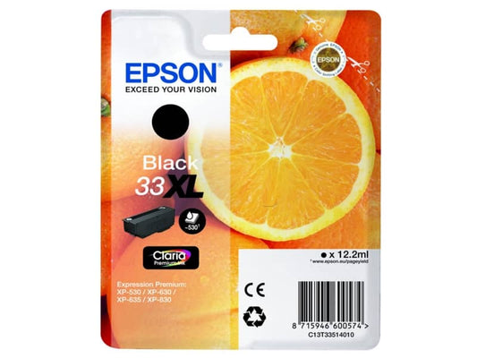 Cartuccia inkjet alta capacità ink pigmentato Arance T33XL Epson nero C13T33514012