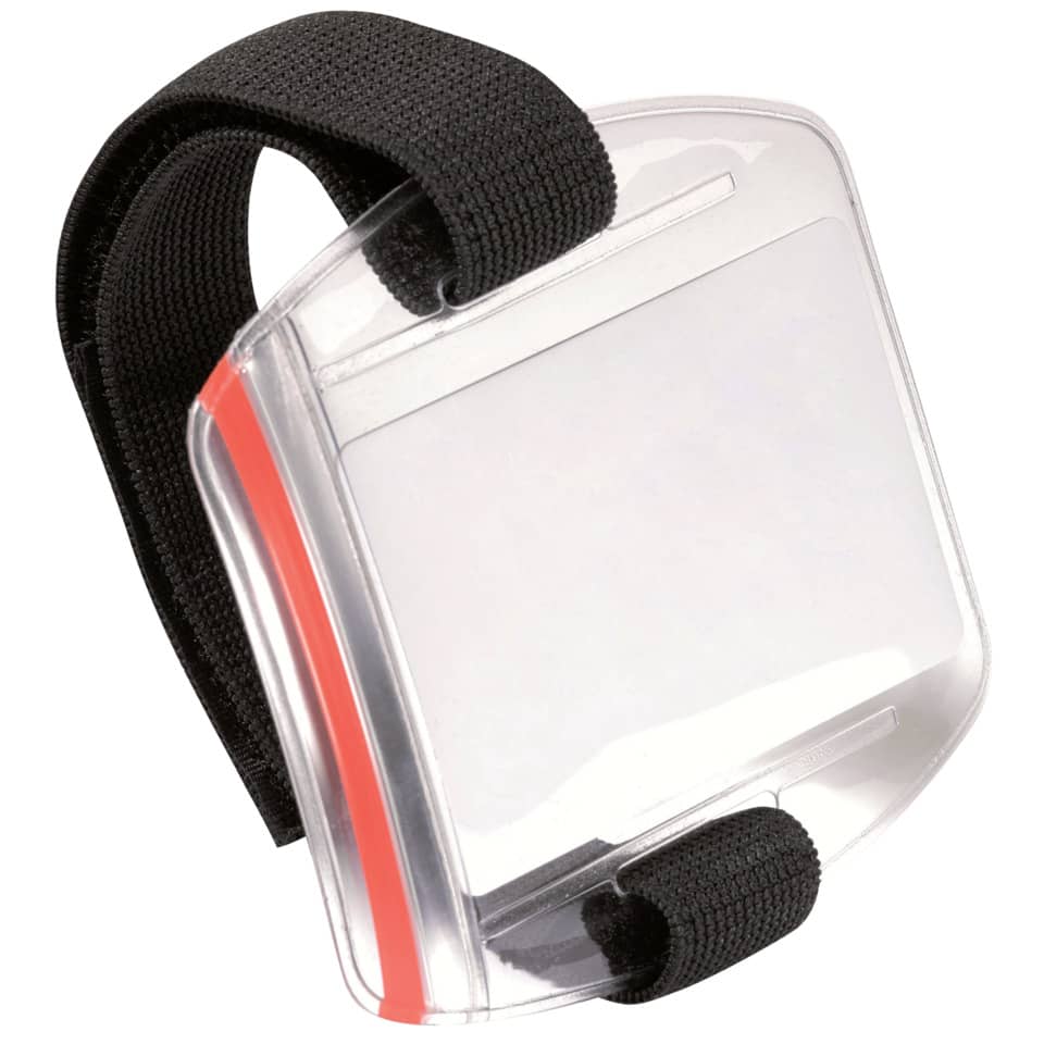 Portabadge da braccio Durable OUTDOOR SECURE 54x87 mm con velcro nero/trasparente Conf. 10 pezzi - 841419