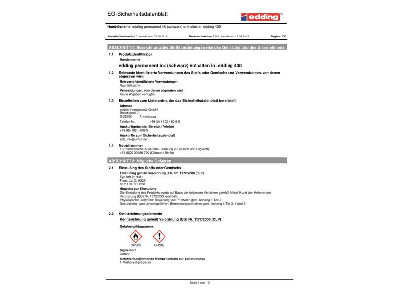 Marcatore permanente edding 400 punta conica 1 mm nero 4-400001