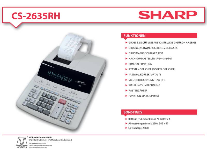 Calcolatrice scrivente Sharp CS-2635RHGY Velocità di stampa: 4,3 linee / secondo grigio - SH-CS2635RHGYSE