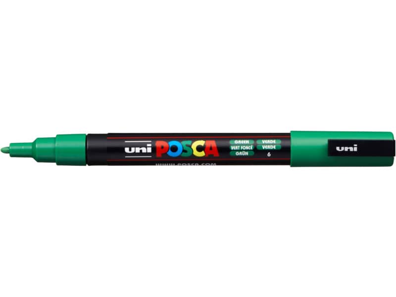 Marcatore a tempera POSCA Uni-Ball punta tonda 0,9-1,3 mm verde scuro M PC3M V