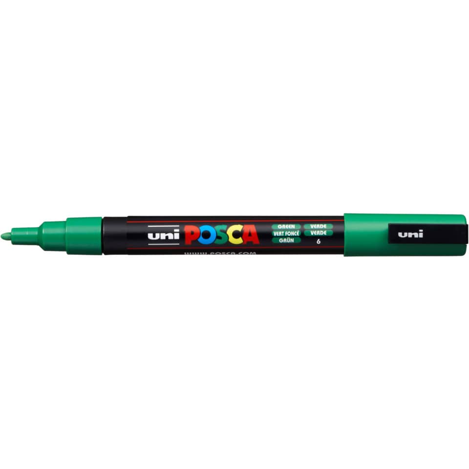 Marcatore a tempera POSCA Uni-Ball punta tonda 0,9-1,3 mm verde scuro M PC3M V