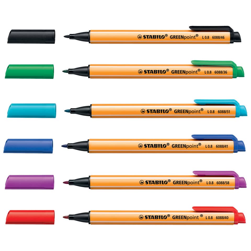 Penna con punta in fibra Stabilo GREENpoint 0,8 mm nero 6088/46