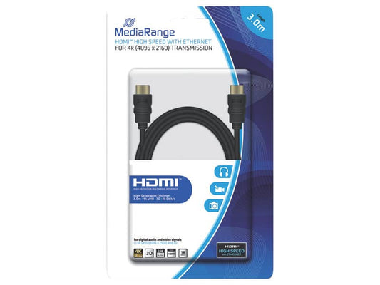 Cavo di collegamento Media Range HDMI ad alta velocità con Ethernet contatti dorati 18 Gbit/s 3 mt- MRCS157