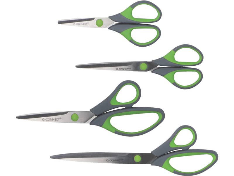 Forbici Q-Connect Softgrip lame simmetriche grigio/verde 14 cm E-35250 IA