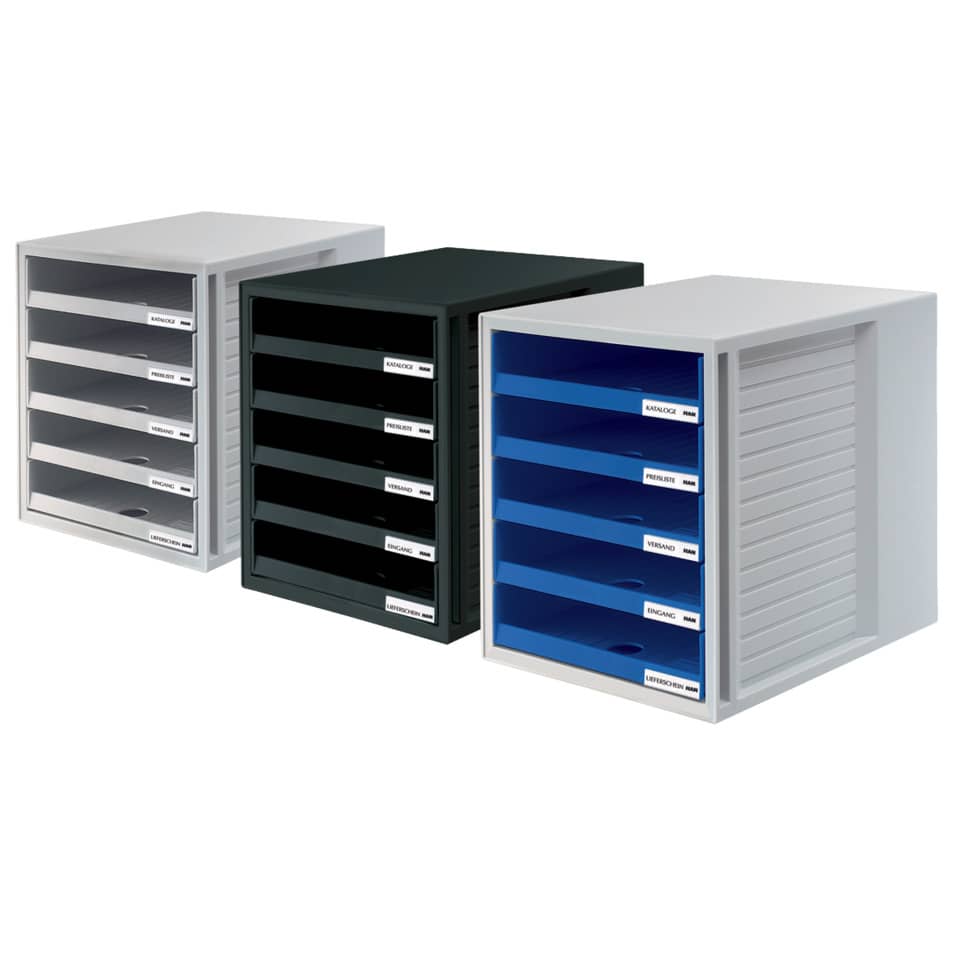 Cassettiera SCHRANK-SET HAN in polistirolo con 5 cassetti aperti nero 1401-13