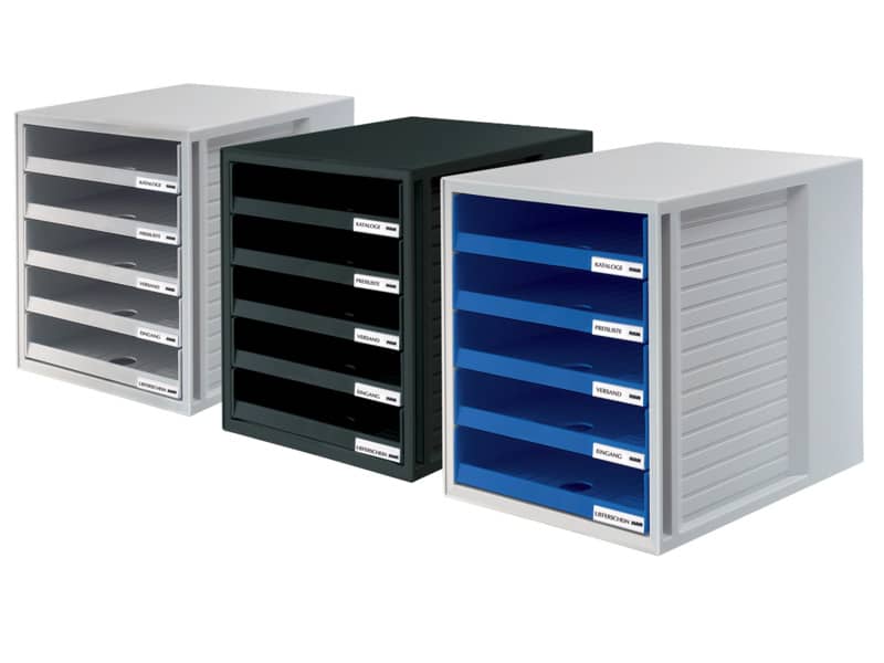 Cassettiera SCHRANK-SET HAN in polistirolo con 5 cassetti aperti nero 1401-13