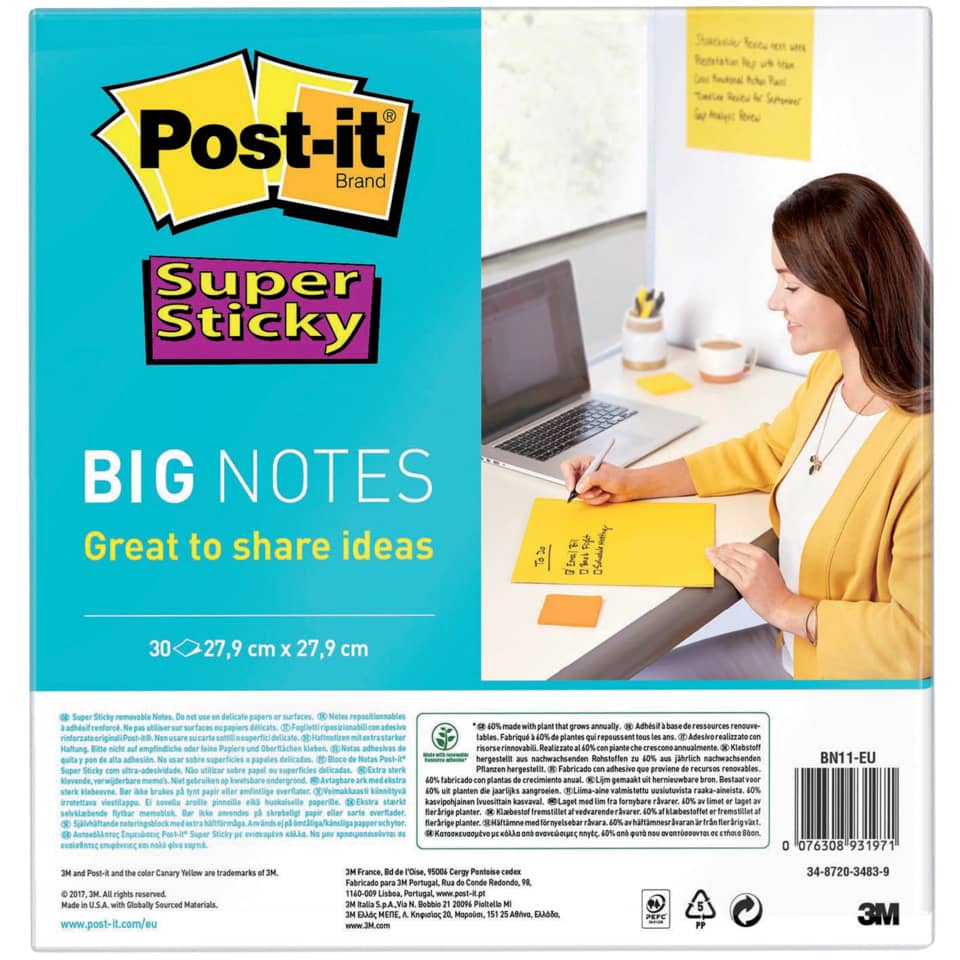 Foglietti riposizionabili Post-it® Super Sticky Big Notes giallo BN11-EU