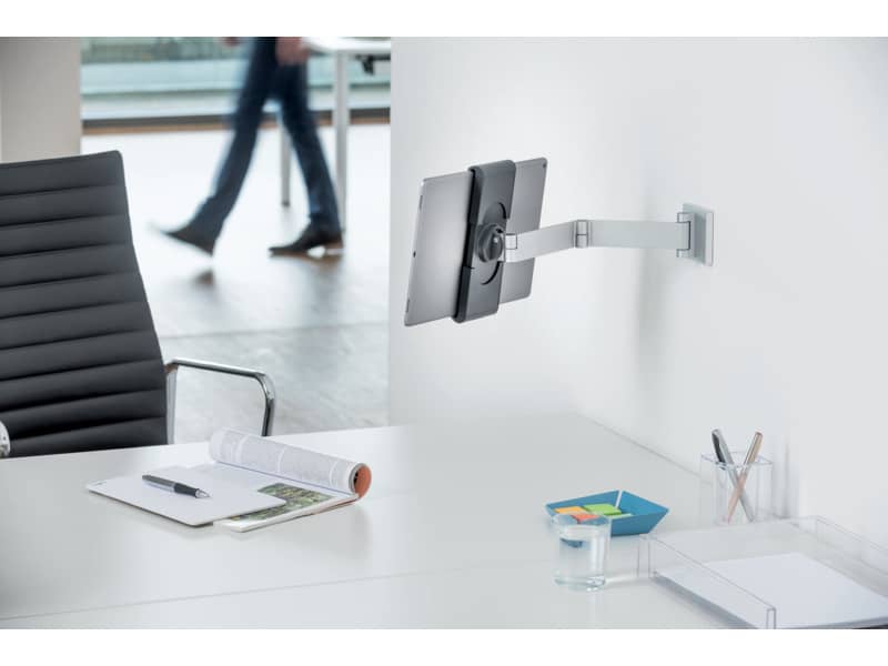 Porta tablet da muro DURABLE con braccio estensibile argento metallizzato 9,5x22,5x17cm - 893423