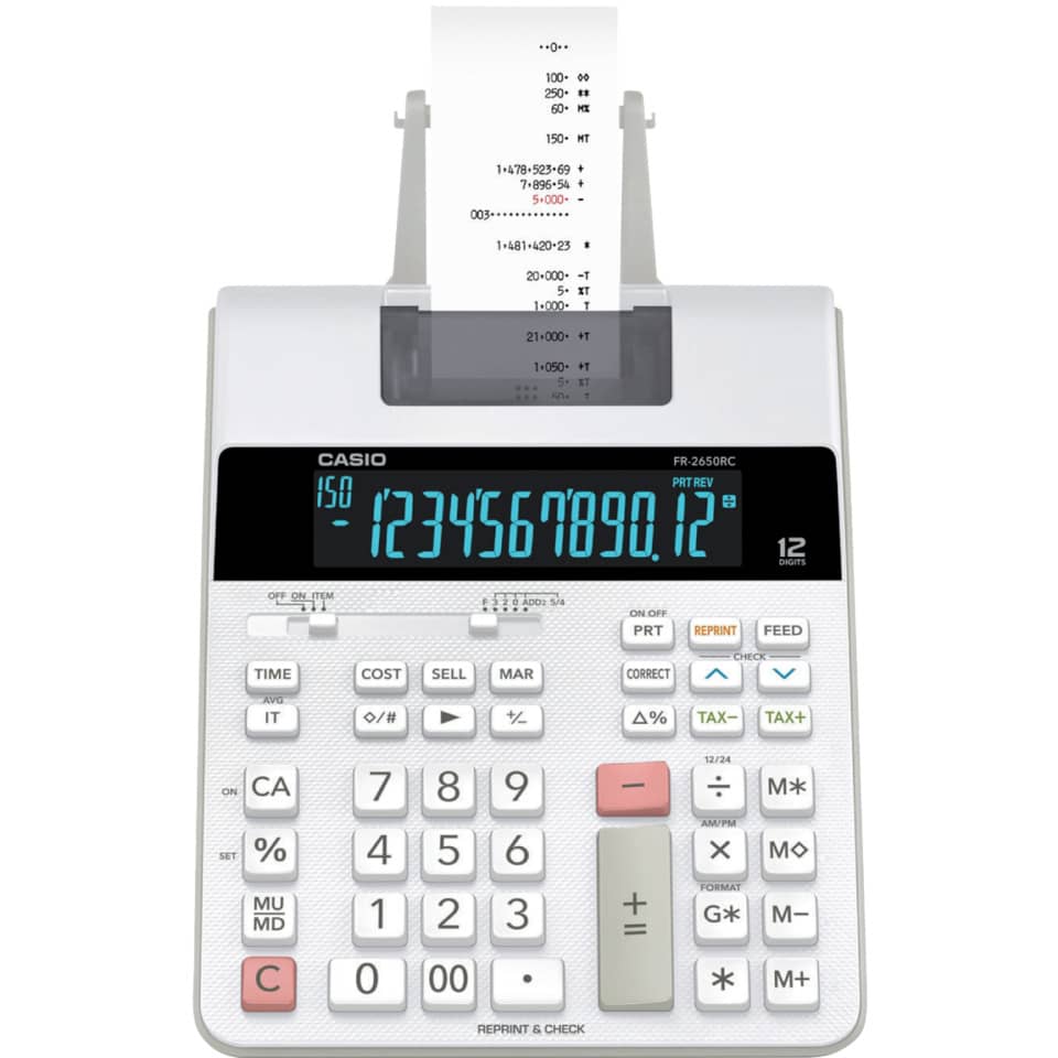 Calcolatrice scrivente Casio FR-2650RC semi-professionale con alimentazione AC bianco - FR-2650RC