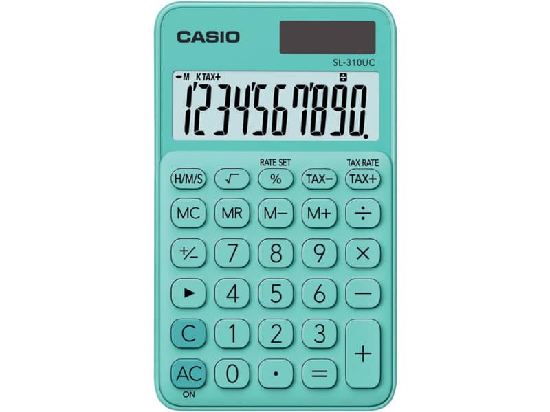 Calcolatrice scientifica CASIO tascabile 10 cifre - solare e batteria Verde - SL-310UC-GN-W-EC