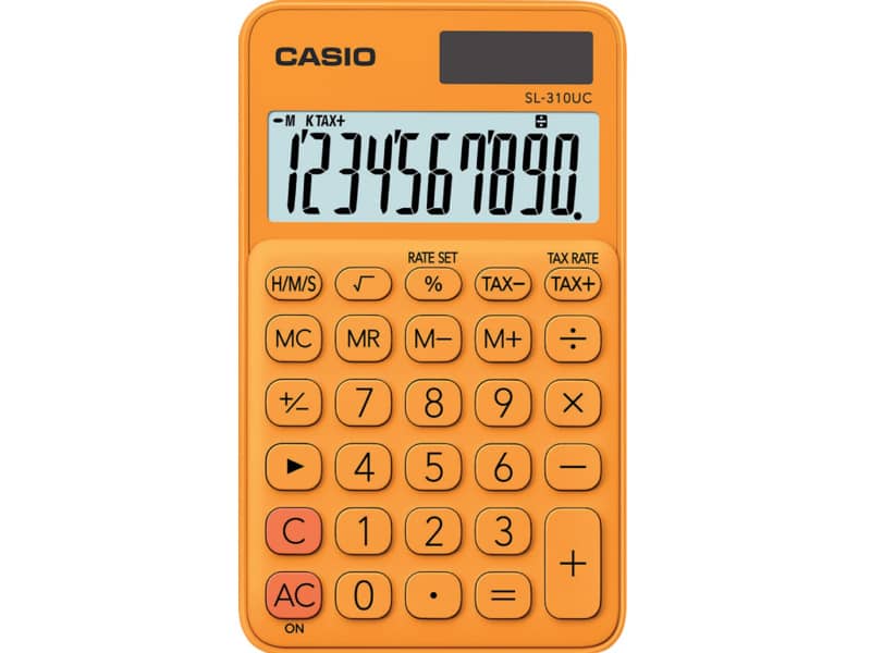 Calcolatrice scientifica CASIO tascabile 10 cifre - solare e batteria Arancio - SL-310UC-RG-W-EC