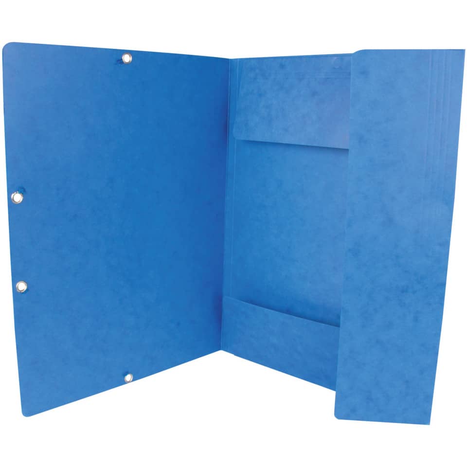 Cartellina a 3 lembi con elastico Q-Connect 24,3x32 cm cartoncino manilla 375 g/m² blu - KF02167