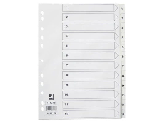 Divisore numerico Q-Connect bianco 22,5x29,7 cm ppl 1-12 KF00178