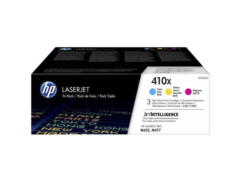 Toner alta capacità 410X HP ciano+magenta+giallo Conf. 3 - CF252XM