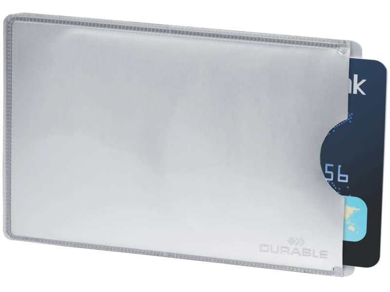 Tasca porta carte di credito DURABLE RFID SECURE argento metallizzato 54x86mm conf. 10 - 890023