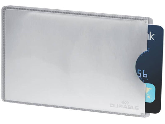 Tasca porta carte di credito DURABLE RFID SECURE argento metallizzato 54x86mm conf. 10 - 890023