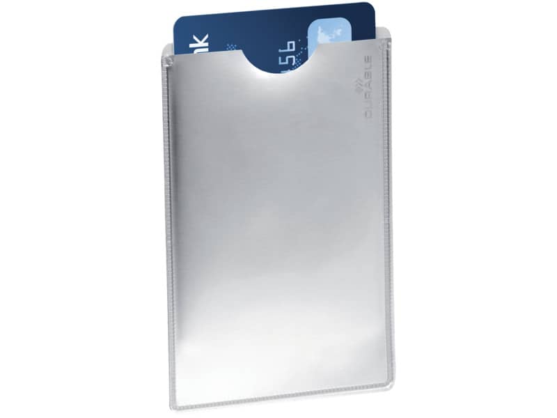 Tasca porta carte di credito DURABLE RFID SECURE argento metallizzato 54x86mm conf. 10 - 890023