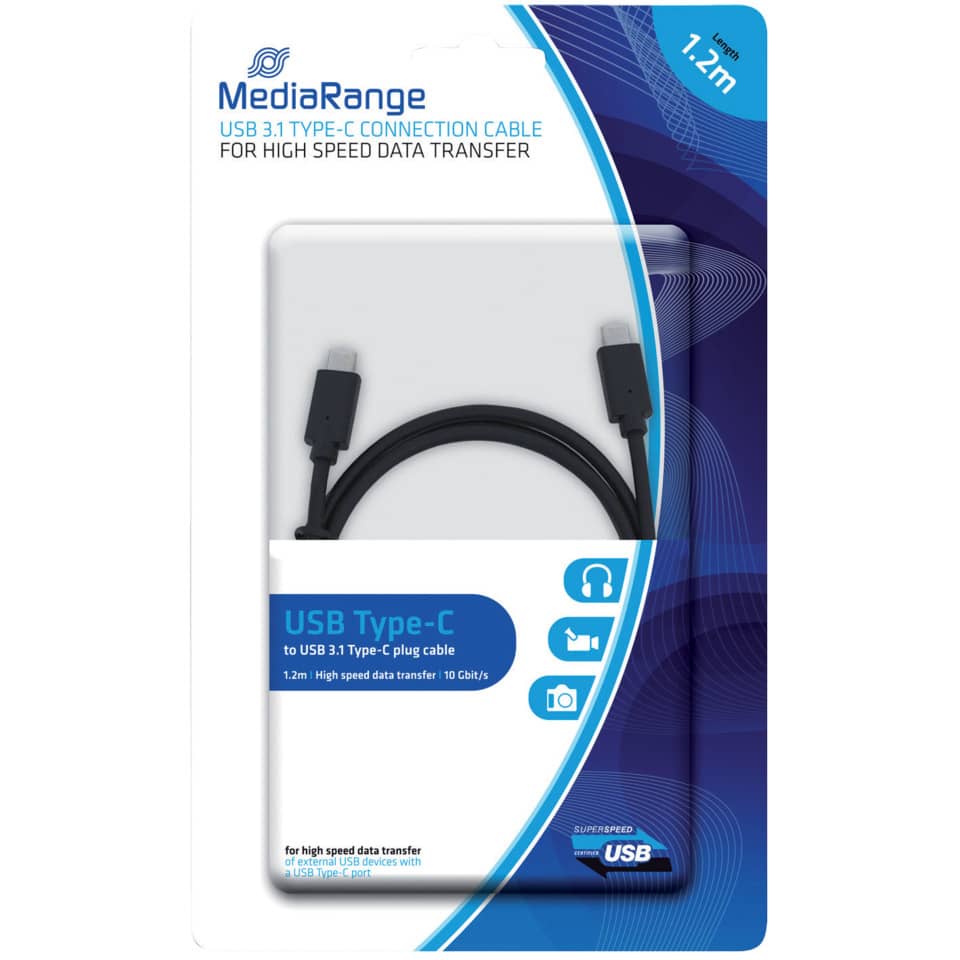 Cavo di connessione Media Range USB 3.1 Tipo C nero 1,2m MRCS161