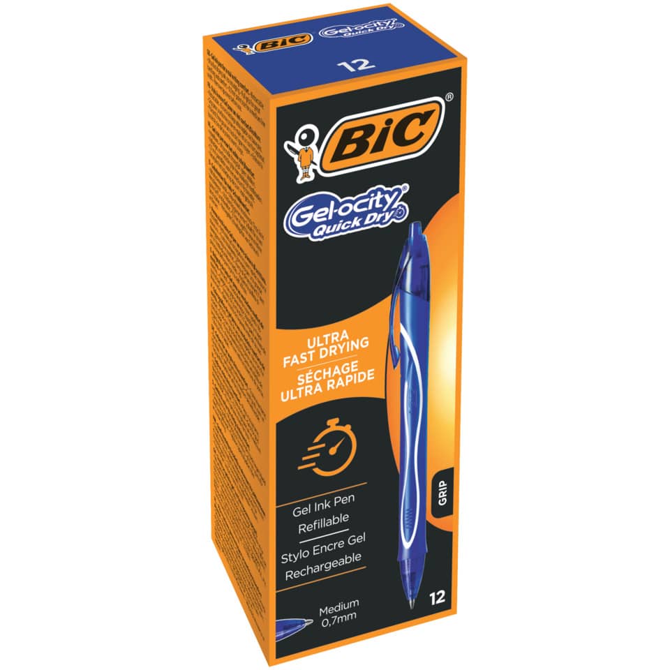 Penna gel a scatto BIC Gel-Ocity Quick Dry M 0,7 mm blu 950442