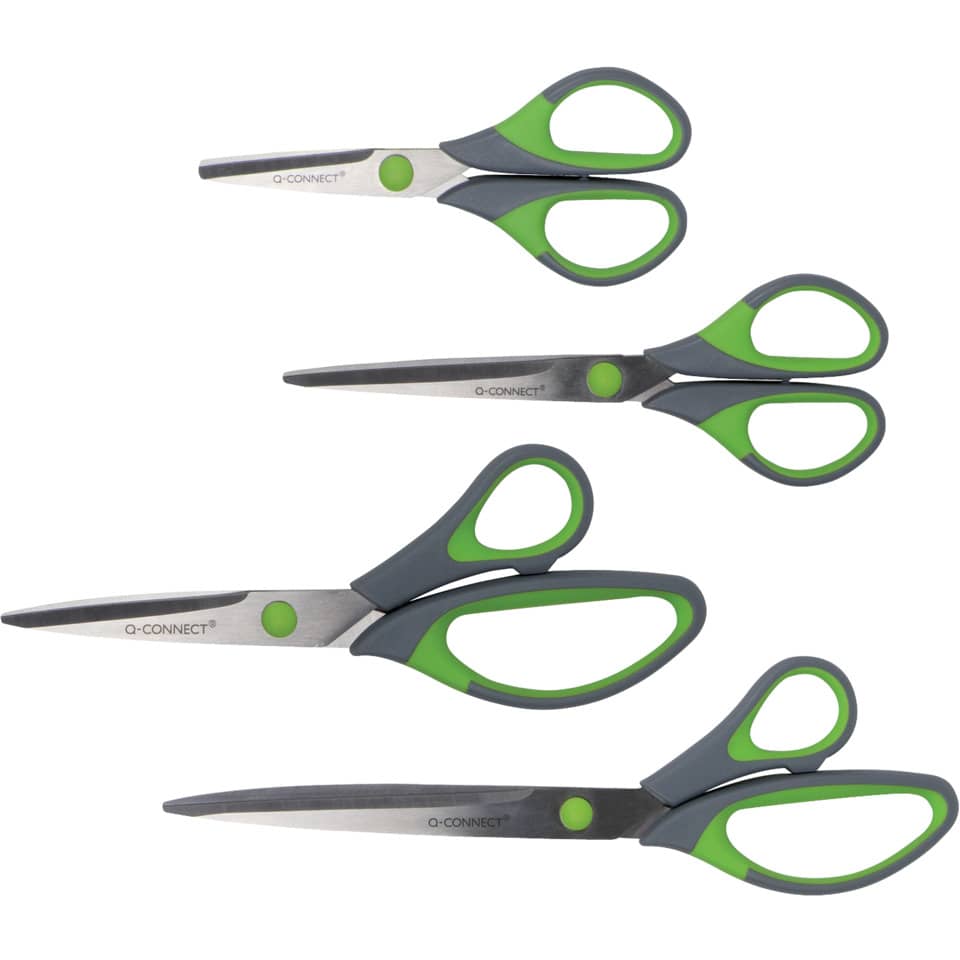 Forbici Q-Connect Softgrip lame simmetriche grigio/verde 17,5 cm E-35271 IA