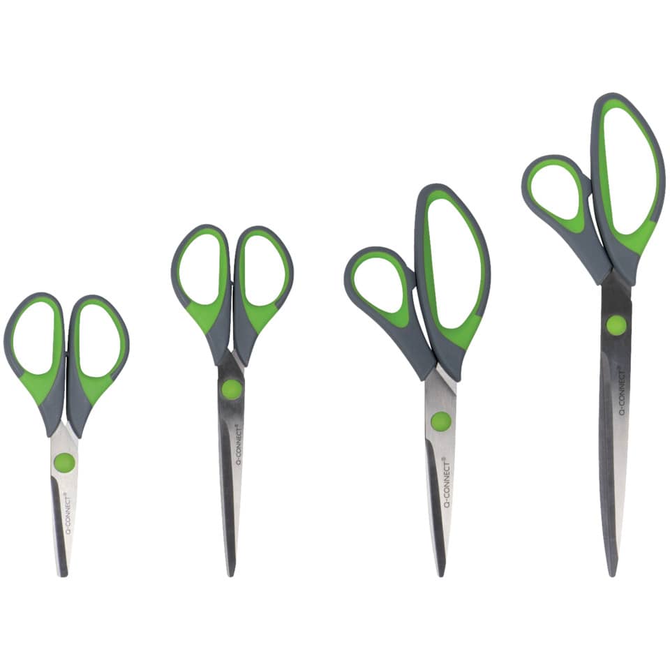 Forbici Q-Connect Softgrip lame simmetriche grigio/verde 17,5 cm E-35271 IA