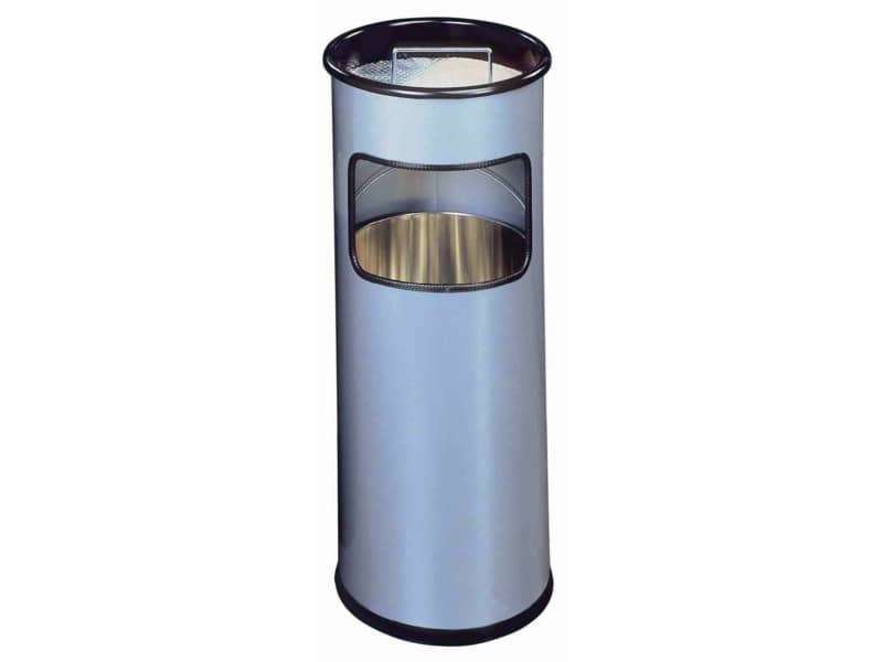 Posacenere Durable a colonna acciaio con sabbia e cestino base tonda H 62 x Ø 26 cm argento metallizzato - 333023