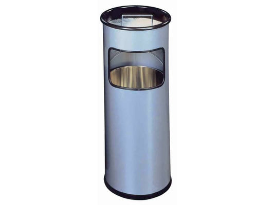 Posacenere Durable a colonna acciaio con sabbia e cestino base tonda H 62 x Ø 26 cm argento metallizzato - 333023