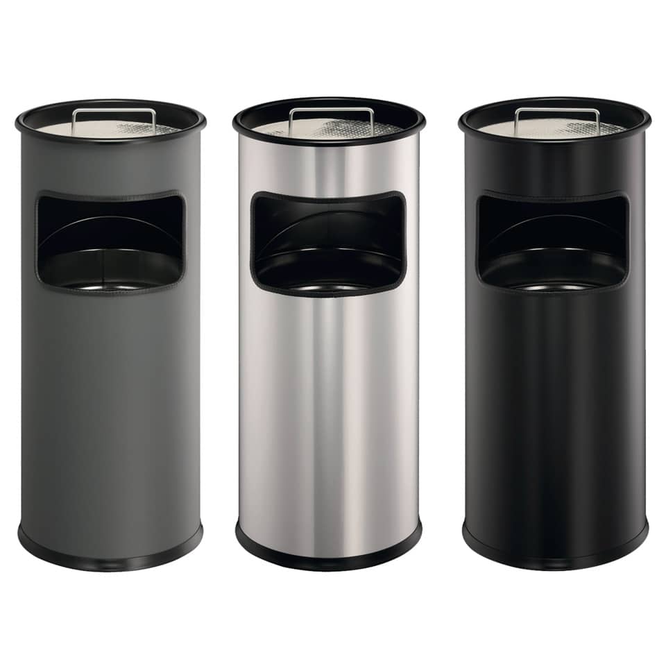Posacenere Durable a colonna acciaio con sabbia e cestino base tonda H 62 x Ø 26 cm nero - 333001