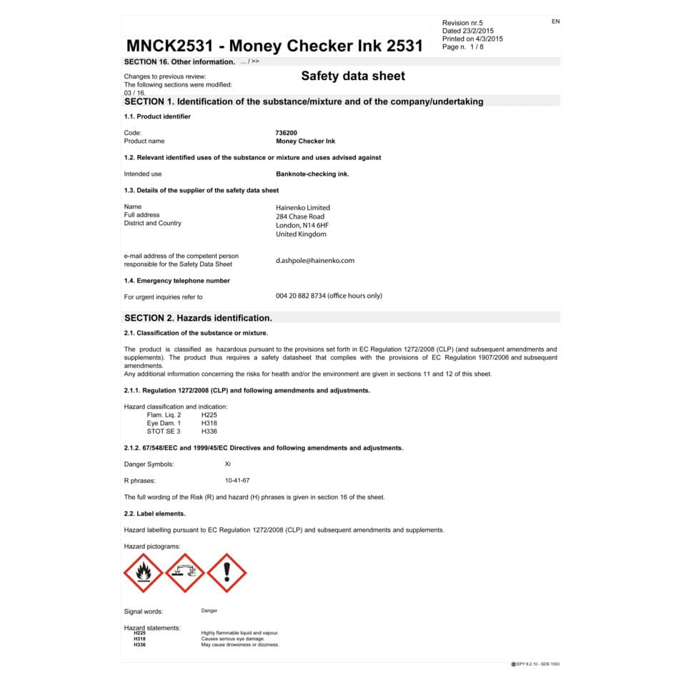 Verifica banconote Q-Connect a penna giallo/blu KF14620