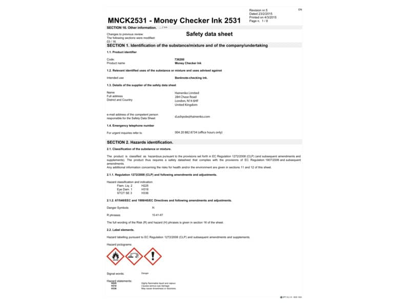 Verifica banconote Q-Connect a penna giallo/blu KF14620