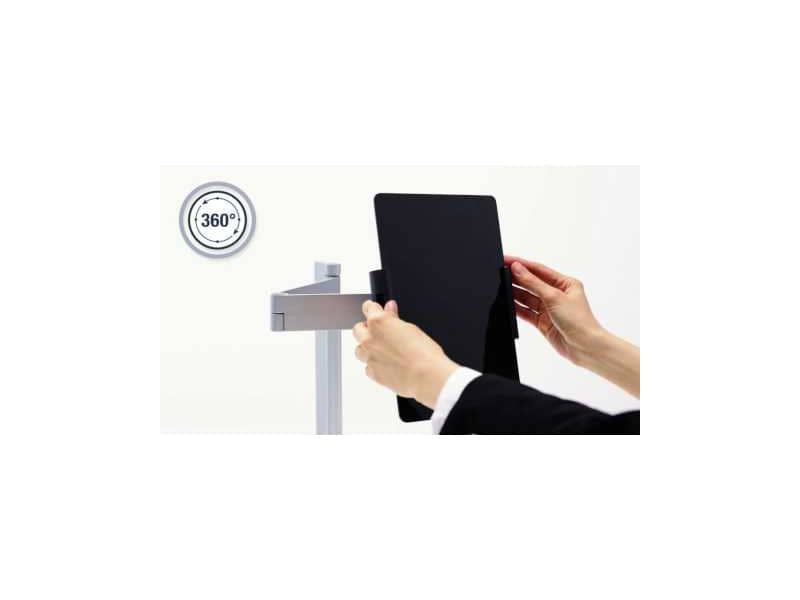 Porta tablet da tavolo Durable, morsetto e braccio di supporto estensibile argento metallizzato 10x44x21cm - 893123