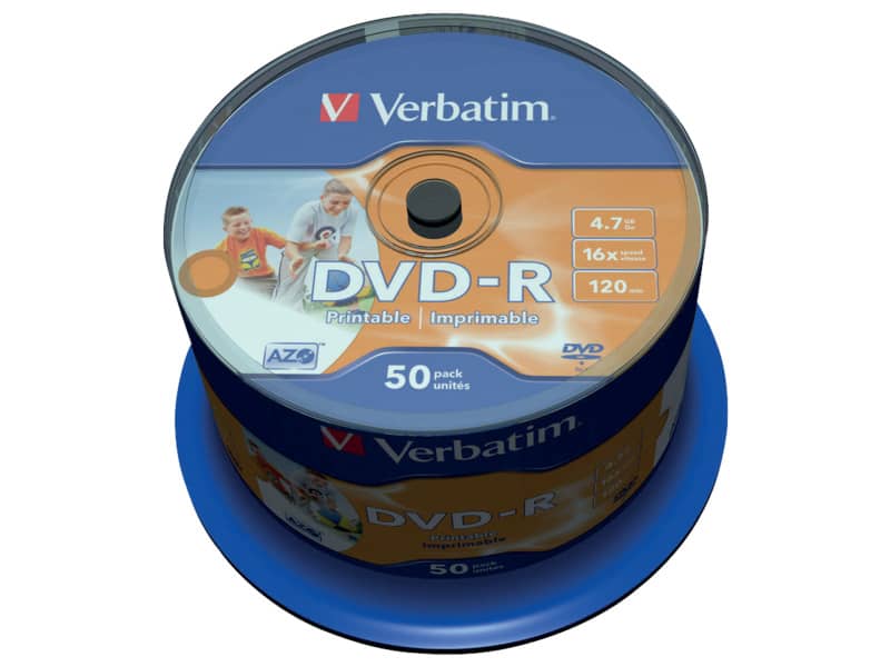 DVD-R Verbatim 16x 4.7 GB stampabile Spindle Case in confezione da 50 dvd - 43533