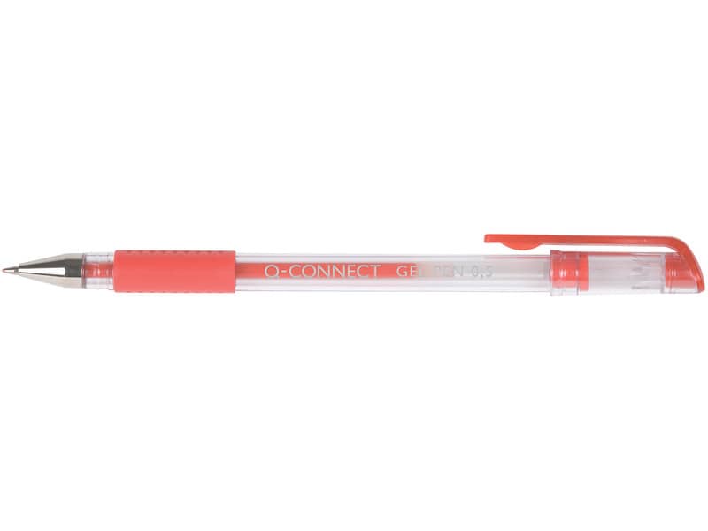 Penna a sfera inchiostro gel Q-Connect con cappuccio 0,5 mm rosso - conf. 10 pezzi - KF21718