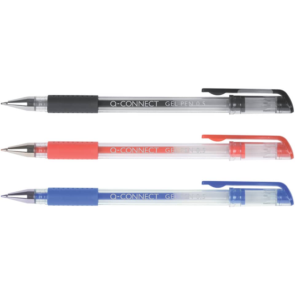 Penna a sfera inchiostro gel Q-Connect con cappuccio 0,5 mm rosso - conf. 10 pezzi - KF21718