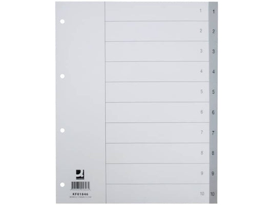 Divisore numerico Q-Connect grigio XL 24,5x29,7 cm ppl 1-10 KF01846