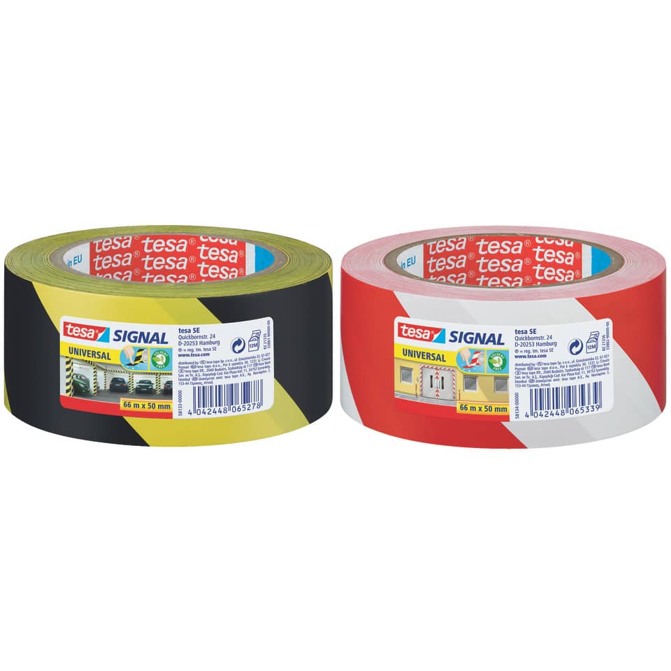 Nastro segnaletico tesa Signal Universale OPP adesivo acrilico 50mm x 66m rosso-bianco - 58134-00000-00