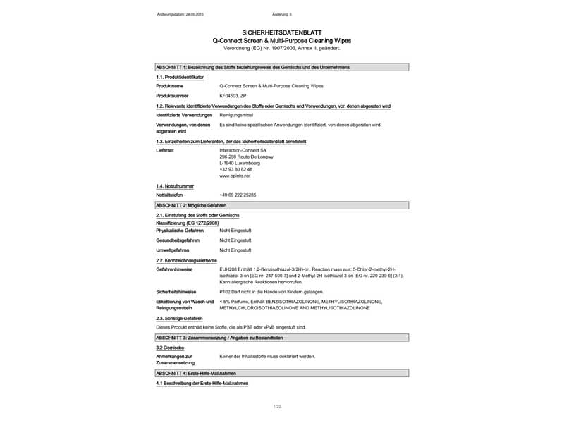 Salviette di pulizia multiuso Q-Connect senza alcool conf. da 60 bustine singole - KF04503A