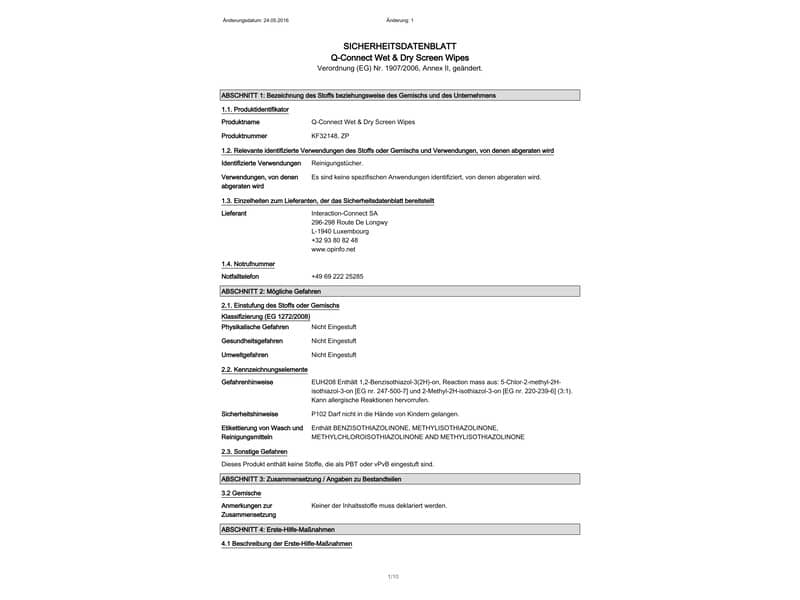 Salviette di pulizia bagnate/asciutte Q-Connect scatola da 20 bustine doppie - KF32148A