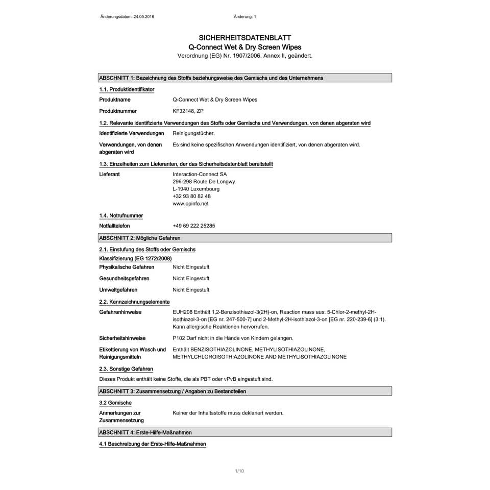 Salviette di pulizia bagnate/asciutte Q-Connect scatola da 20 bustine doppie - KF32148A