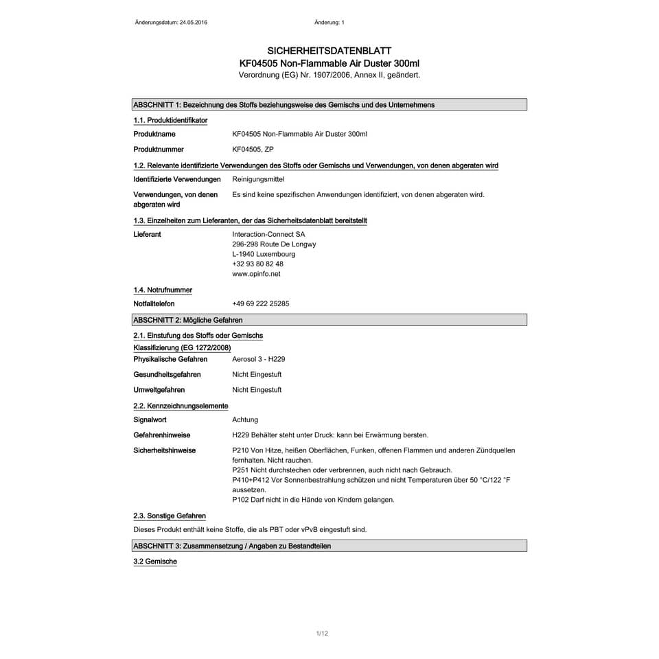 Aria compressa spray per pulizia Q-Connect non infiammabile 300 ml KF04505