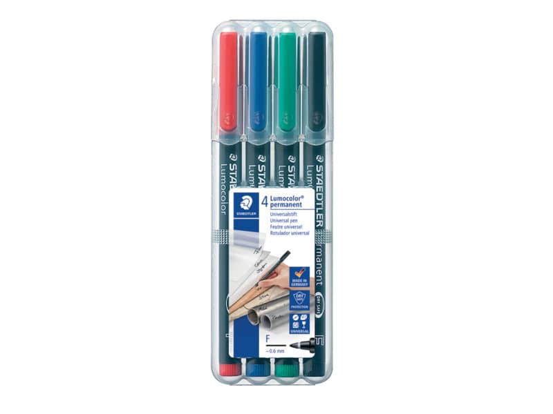 Penne a punta sintetica Staedtler Lumocolor permanent pen 318 F assortiti astuccio da 4 pezzi - 318 WP4
