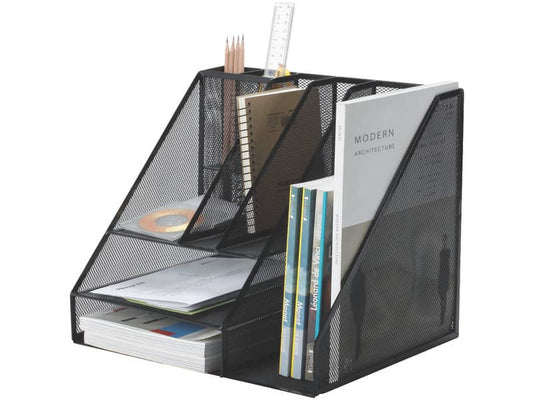 Portaoggetti Q-Connect 34,5x29x29,5 cm nero grande - 8 scomparti KF18473