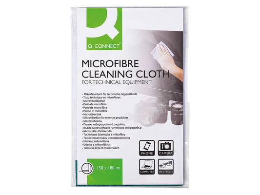 Panno pulizia in microfibra Q-Connect per occhiali-Cd-Dvd in busta richiudibile - KF32157A