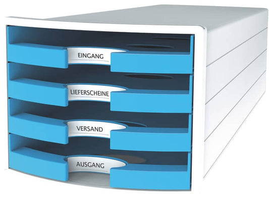 Cassettiera IMPULS HAN in polistirolo con 4 cassetti aperti azzurro 1013-54